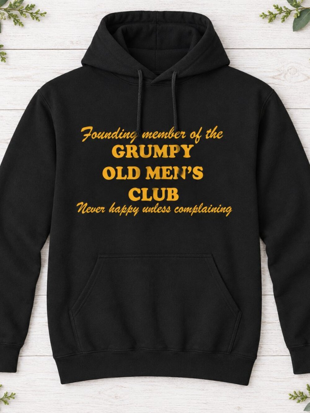 Grumpy Old Men’s Club Hoodie Black Gold Funny Dad Grandad Gift Pullover
